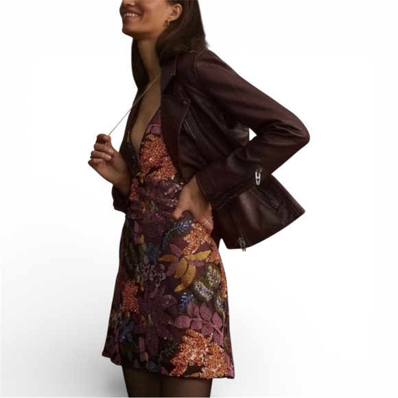 Anthropologie Floral Sequin Mini Dress - Multicolor - Picture 3 of 7
